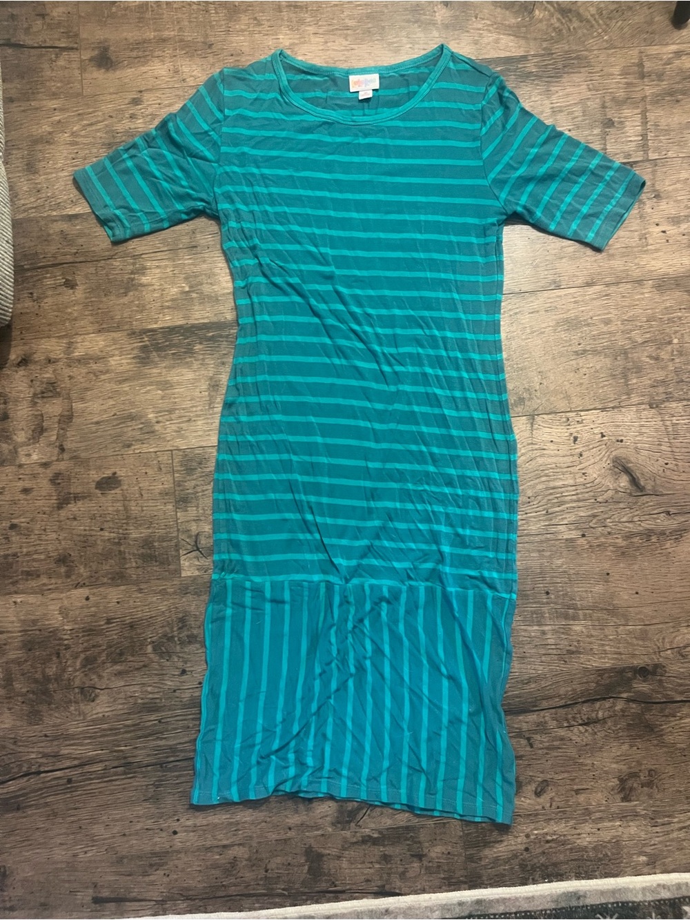 LuLaRoe Teal Striped Midi Dress